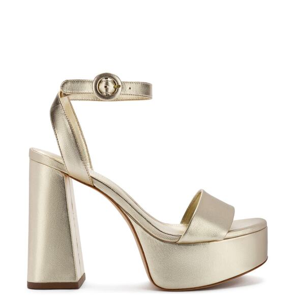 LARROUDE Dolly Sandal In Gold Metallic Leather size 10 - Picture 1 of 12